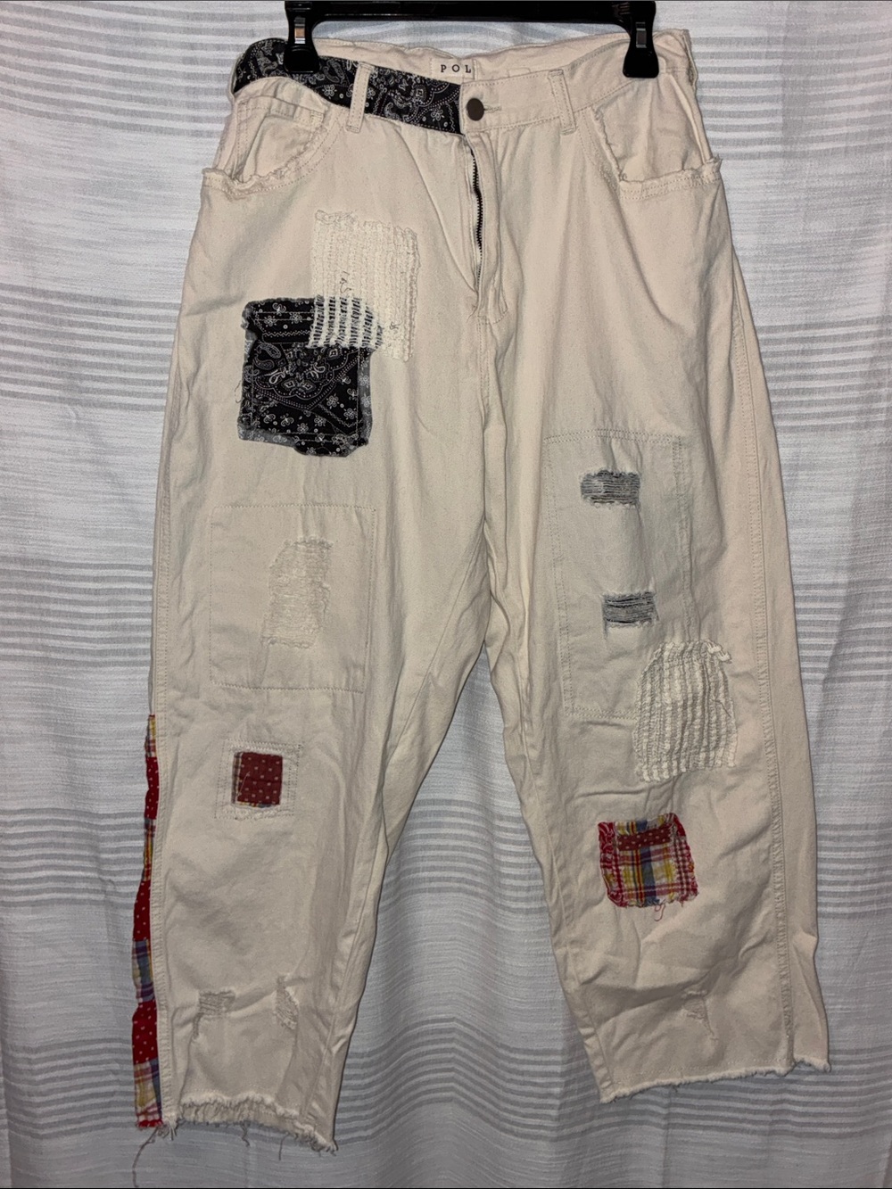 POL, Women’s L, Patchwork Soft Beige Jeans